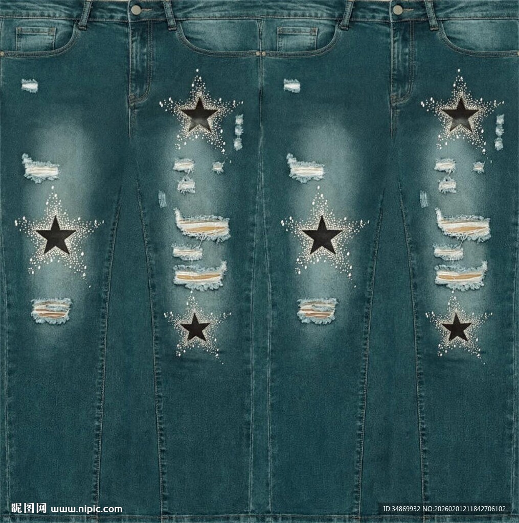 个性星星装饰牛仔布料