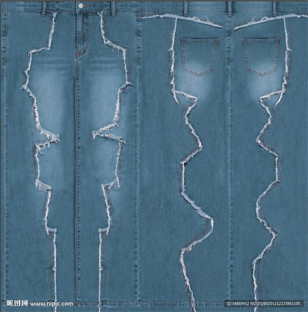 破洞牛仔布料纹理展示