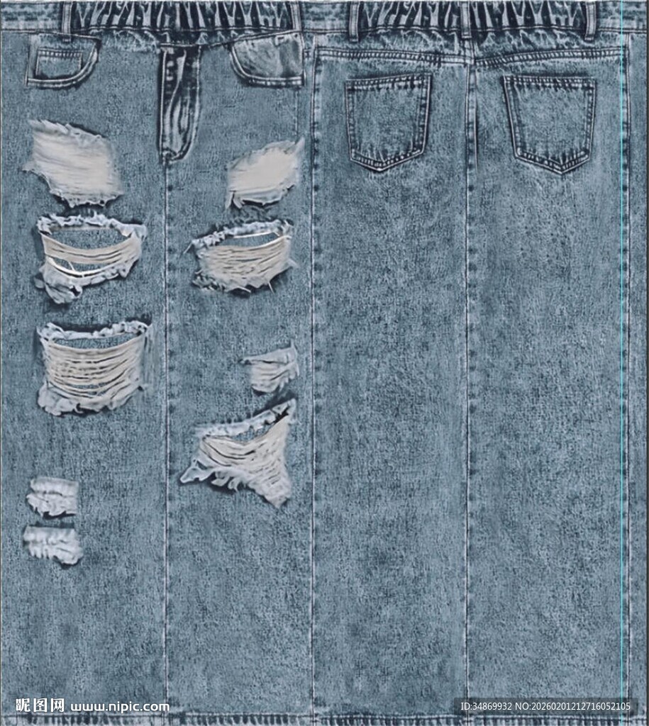 破洞牛仔布料纹理特写