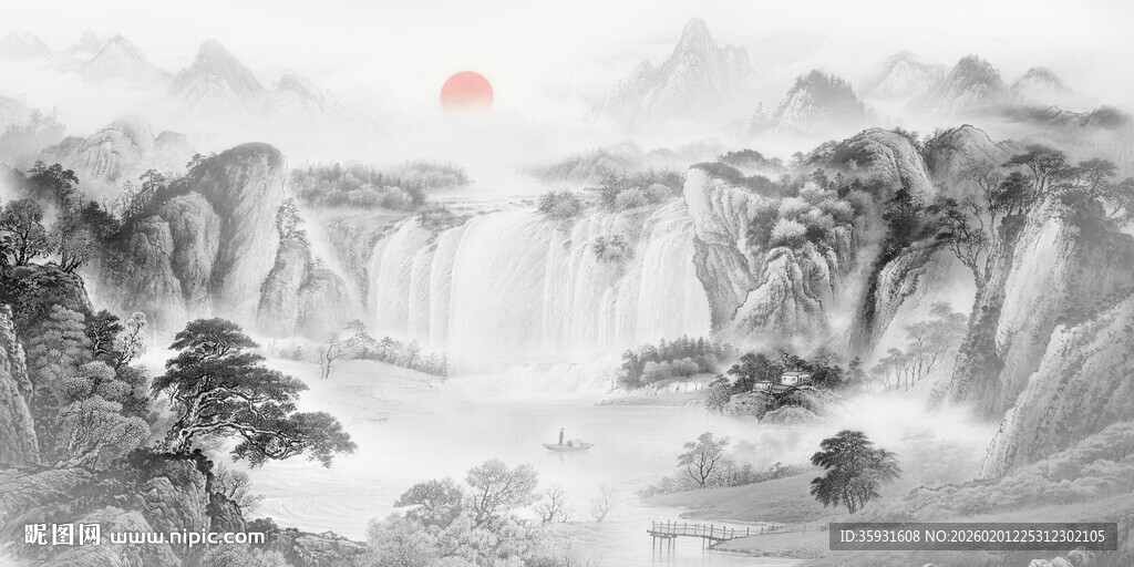 水墨山水电视背景墙