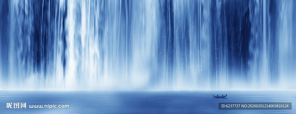 源远流长瀑布山水画背景图