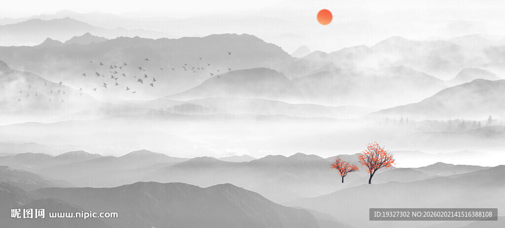 意境水墨山水风景背景图