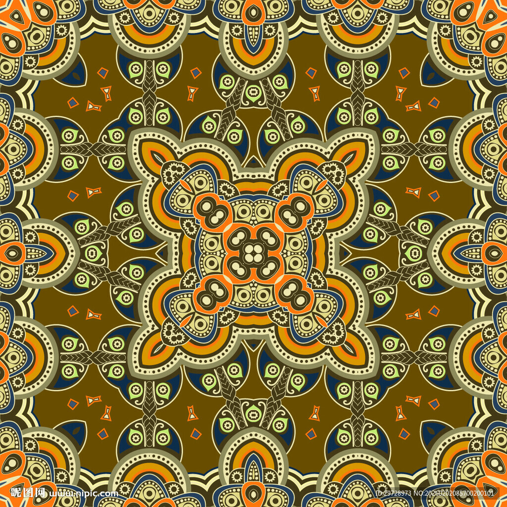 复古几何方巾花纹图案