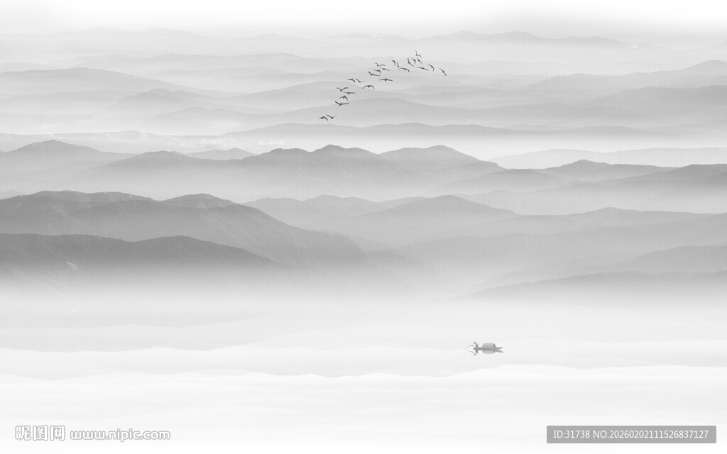 中式水墨群山背景图