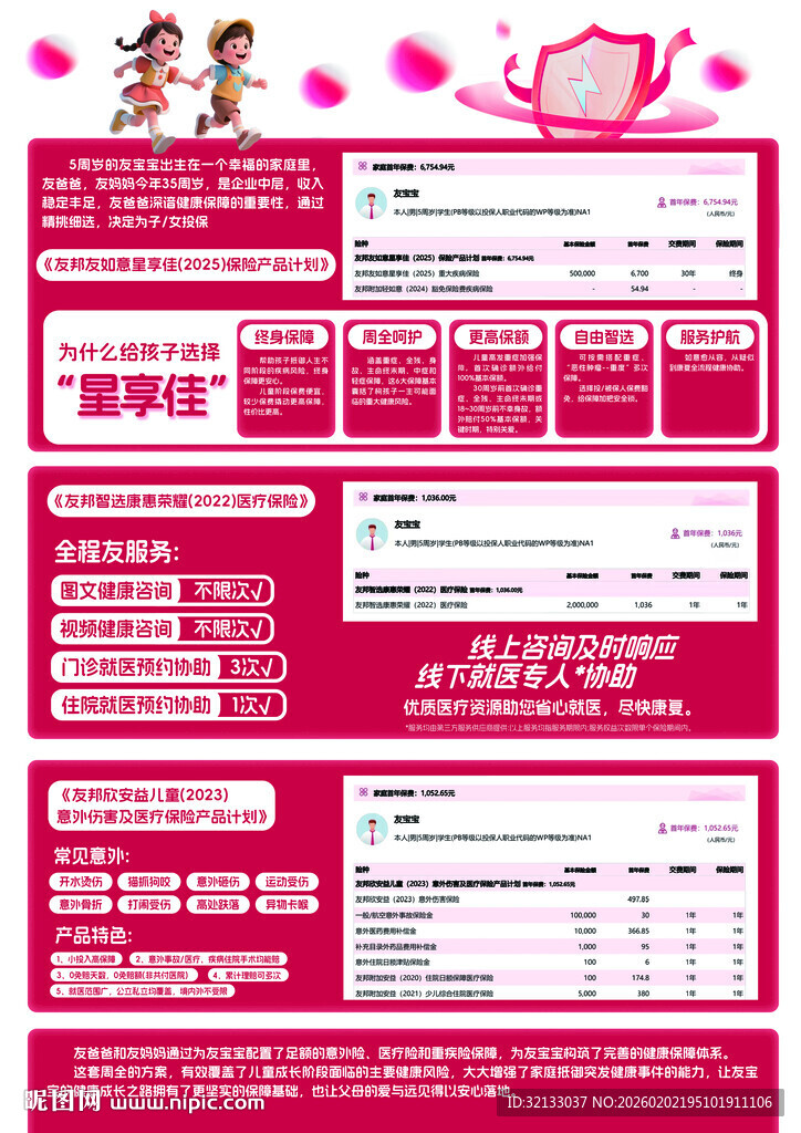 儿童保险套餐价目表