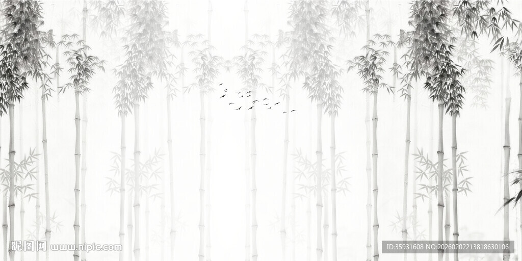 新中式灯箱水墨竹子