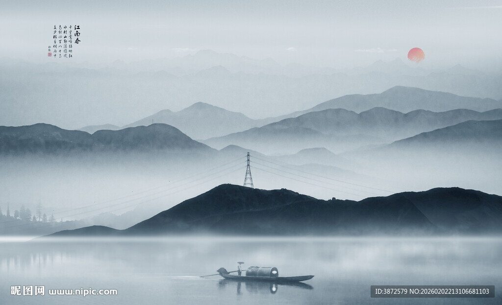 意境水墨山水画