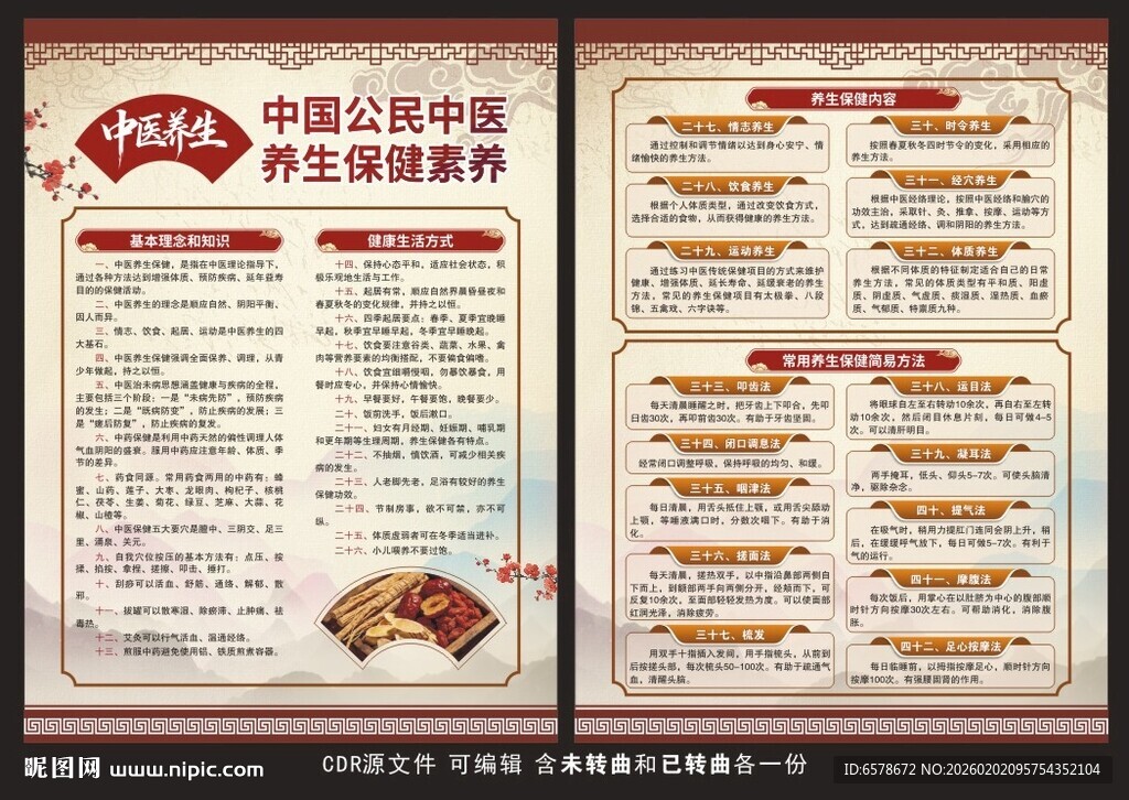 中国公民中医保健素养宣传单
