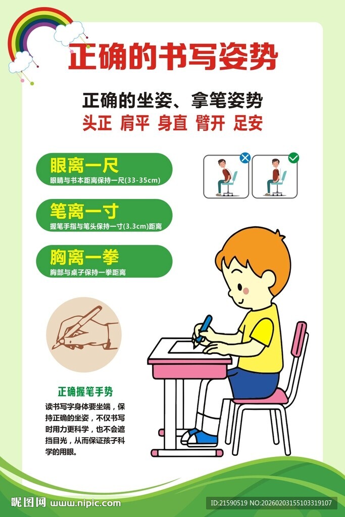 正确的书写姿势