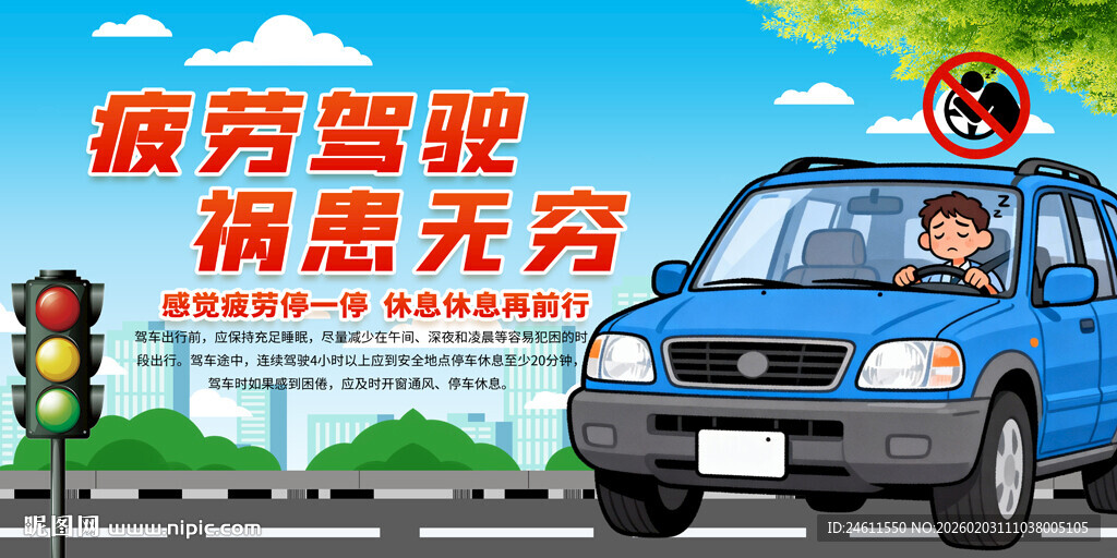 疲劳驾驶祸患无穷展板