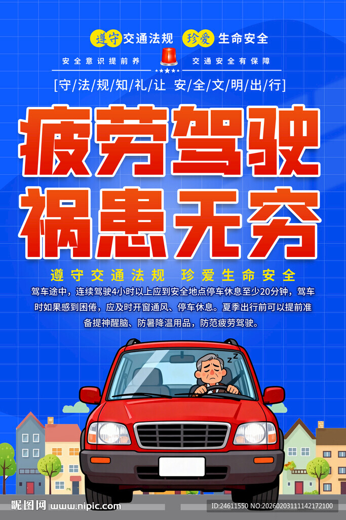 疲劳驾驶交通安全宣传海报