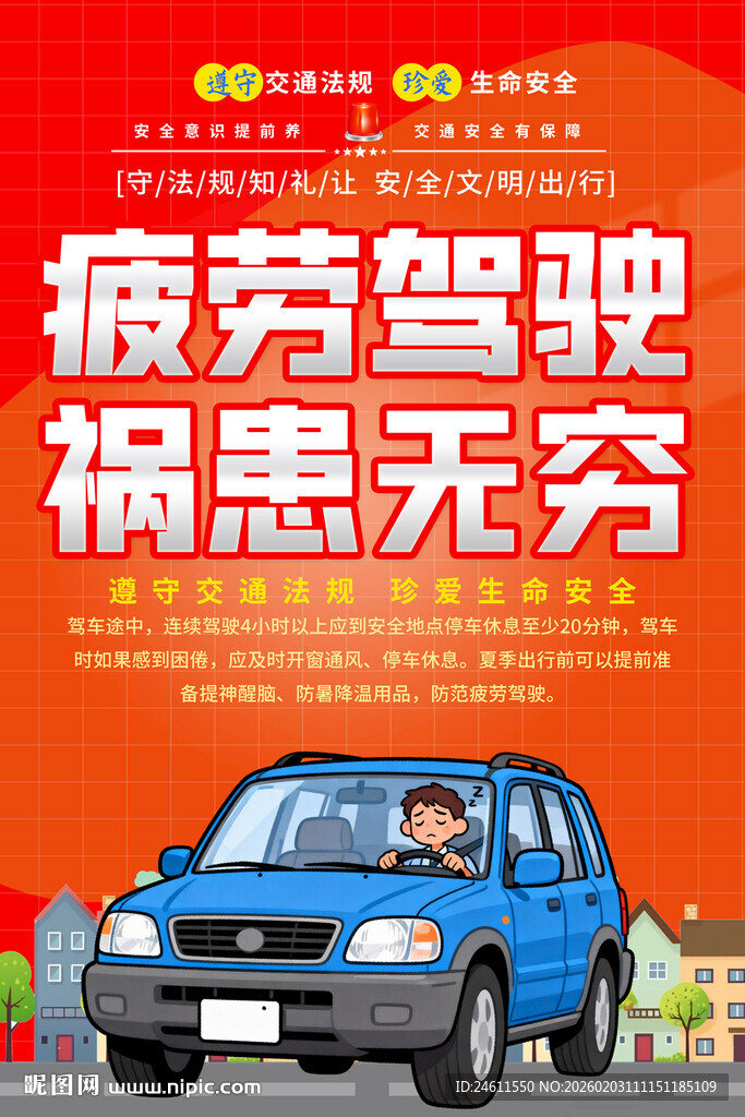 疲劳驾驶宣传海报