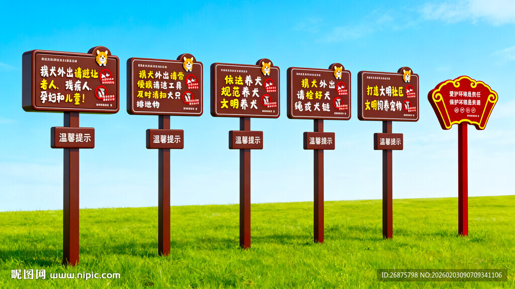 文明养犬花草标识牌