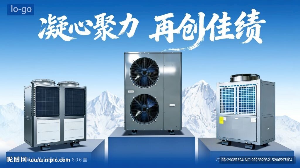 简约大方蓝色渐变空调空气能外机