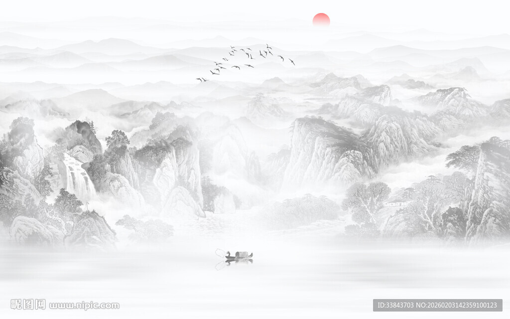 新中式水墨山水画