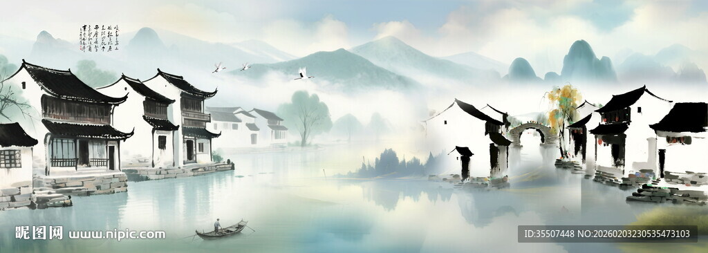 意境水墨山水画