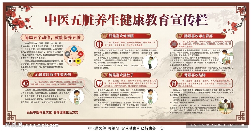 中医五脏养生健康教育宣传栏