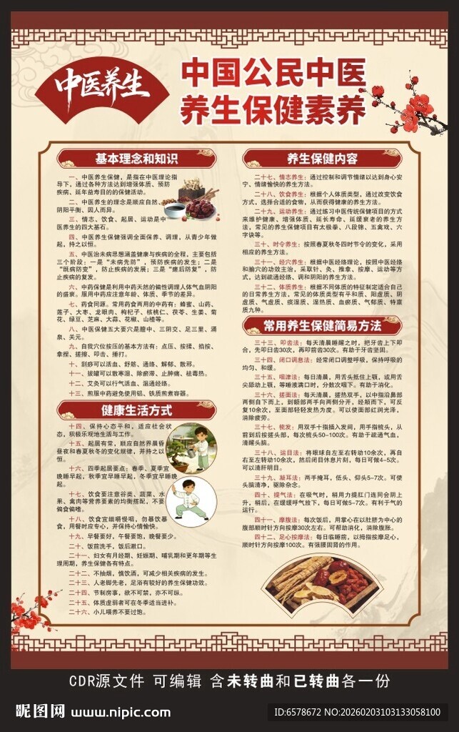 中国公民中医养生保健素养海报