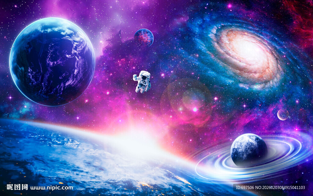 太空宇航员星球宇宙黑洞银河背景