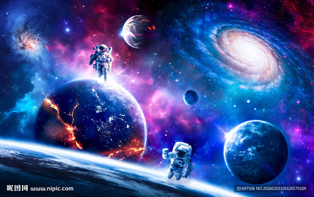 太空星球宇航员宇宙银河黑洞背景