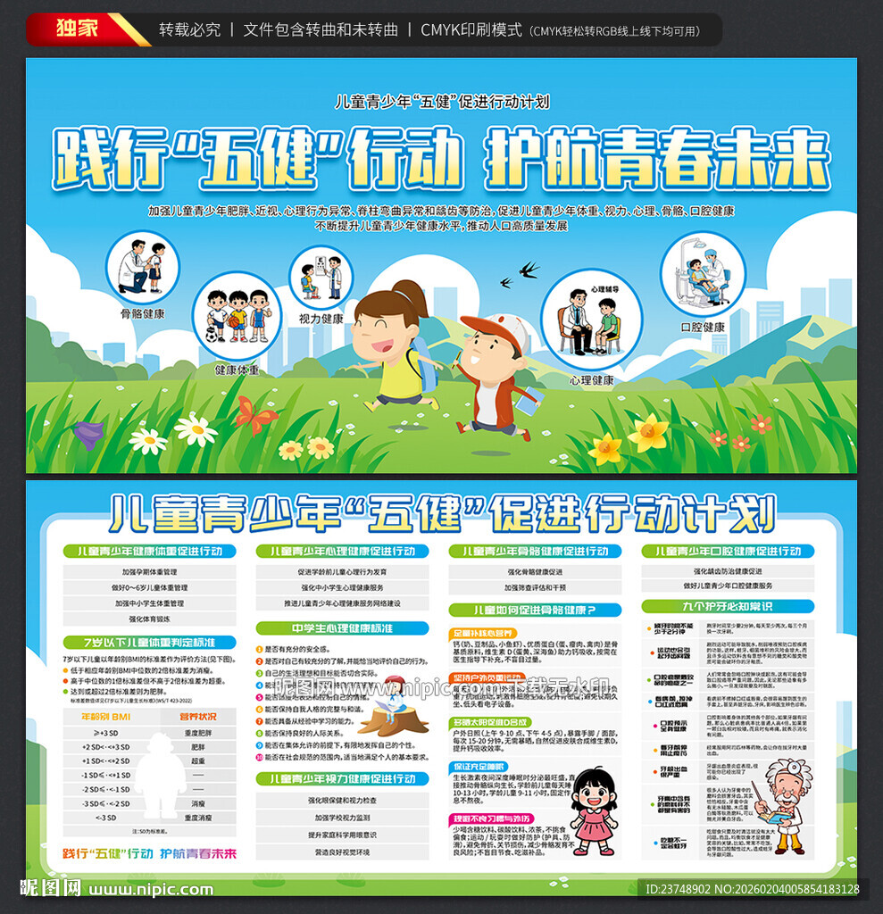 儿童青少年五健展板