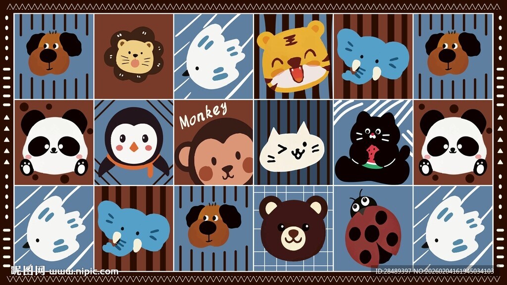 可爱动物卡通图案集合