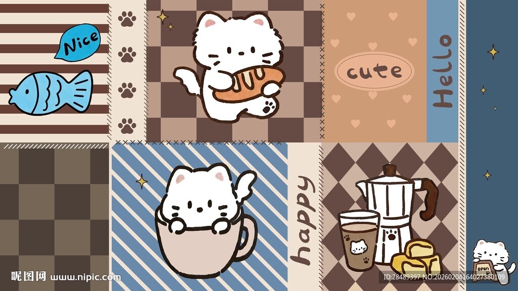 可爱猫咪卡通图案集合