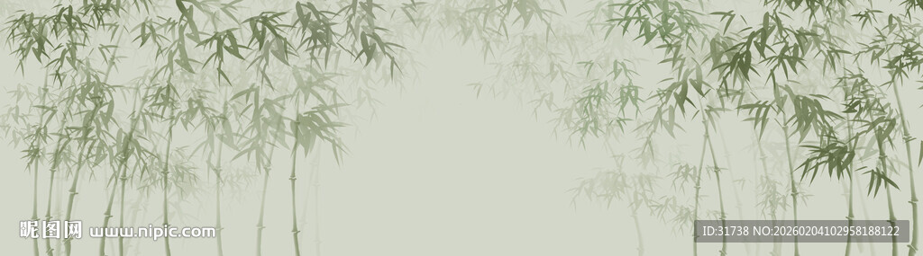 新中式水墨竹子竹林背景墙