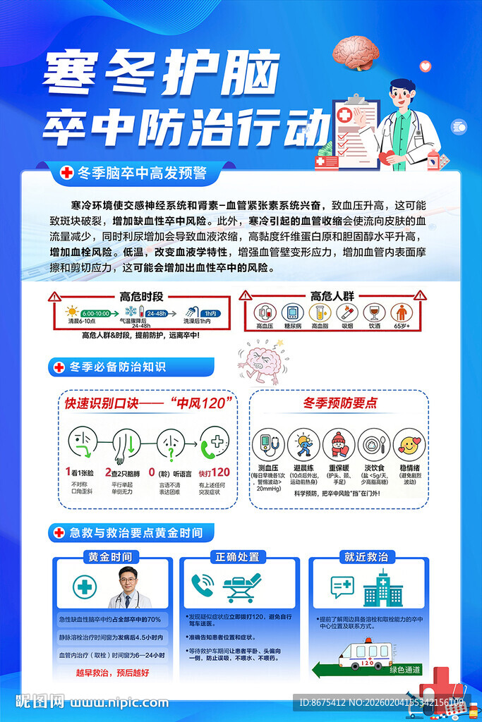寒冬护脑卒中防治行动 脑卒中 