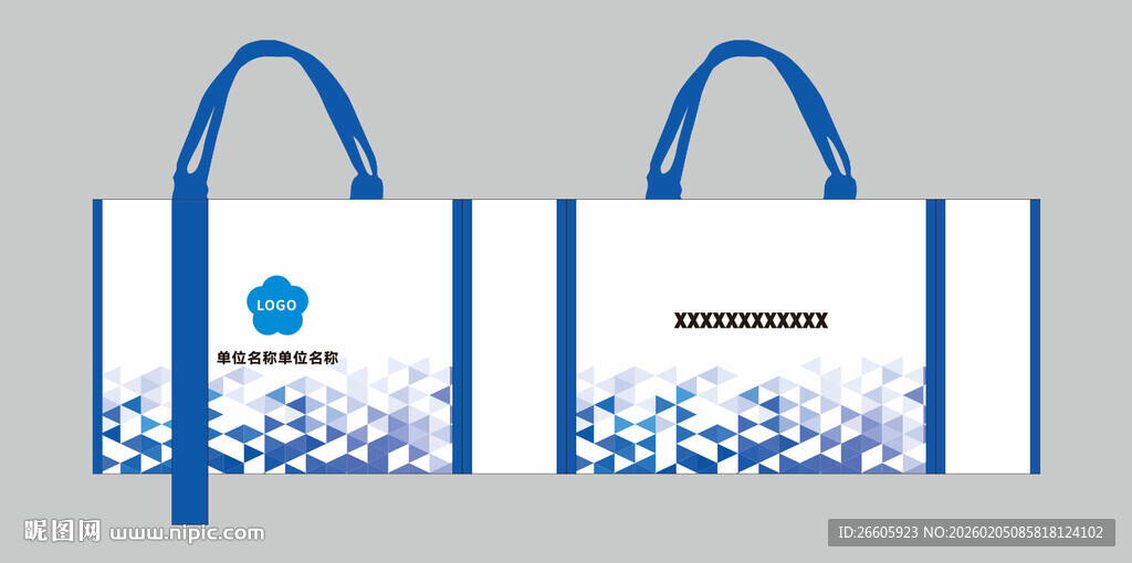 蓝白简约手提袋设计图
