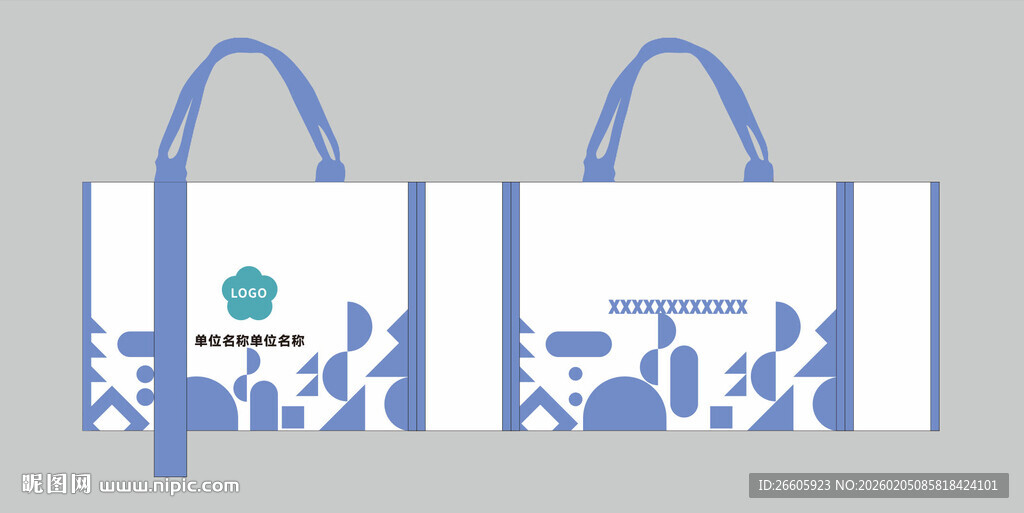 蓝白简约风手提袋设计图