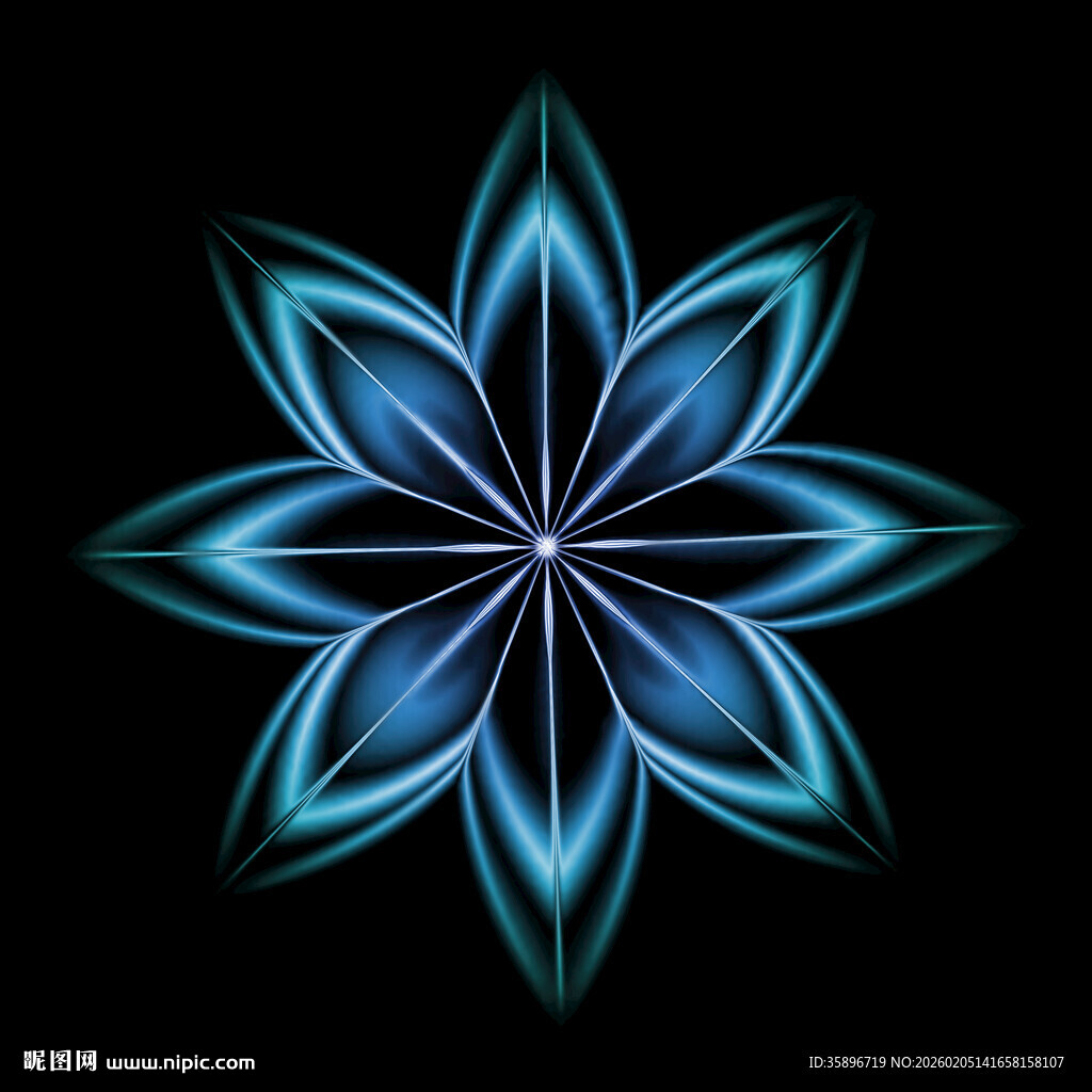 蓝色炫光花朵图案