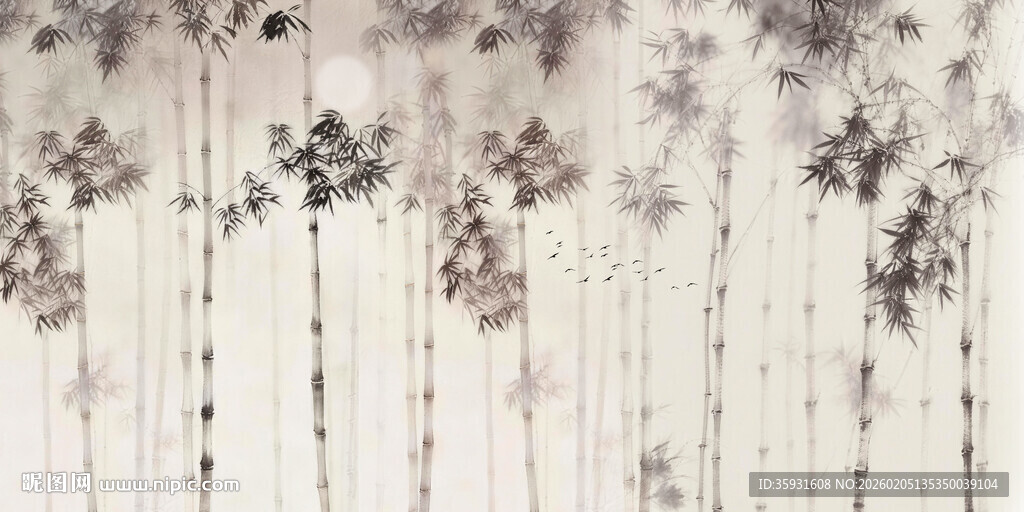 竹影 水墨灯箱竹林