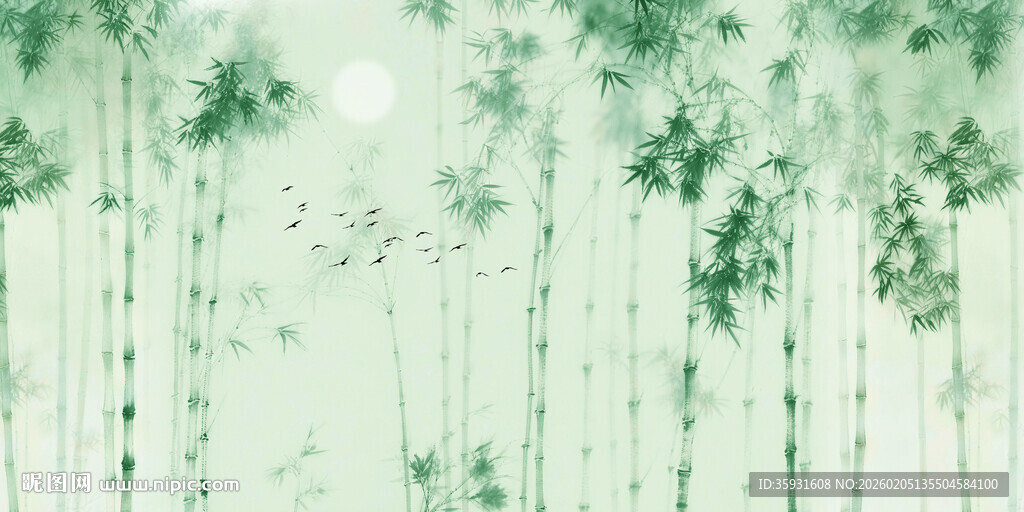 竹影 水墨灯箱竹林