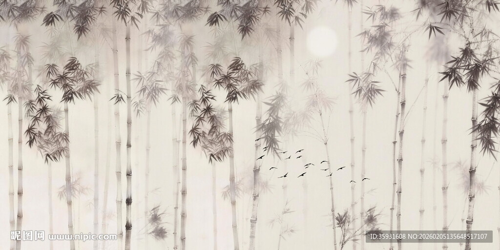 新中式简约竹子屏风背景