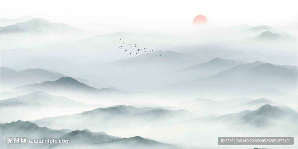 新中式水墨山水画