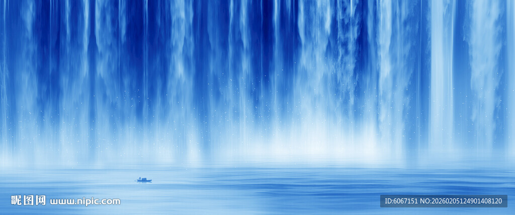 流水生财瀑布山水背景图