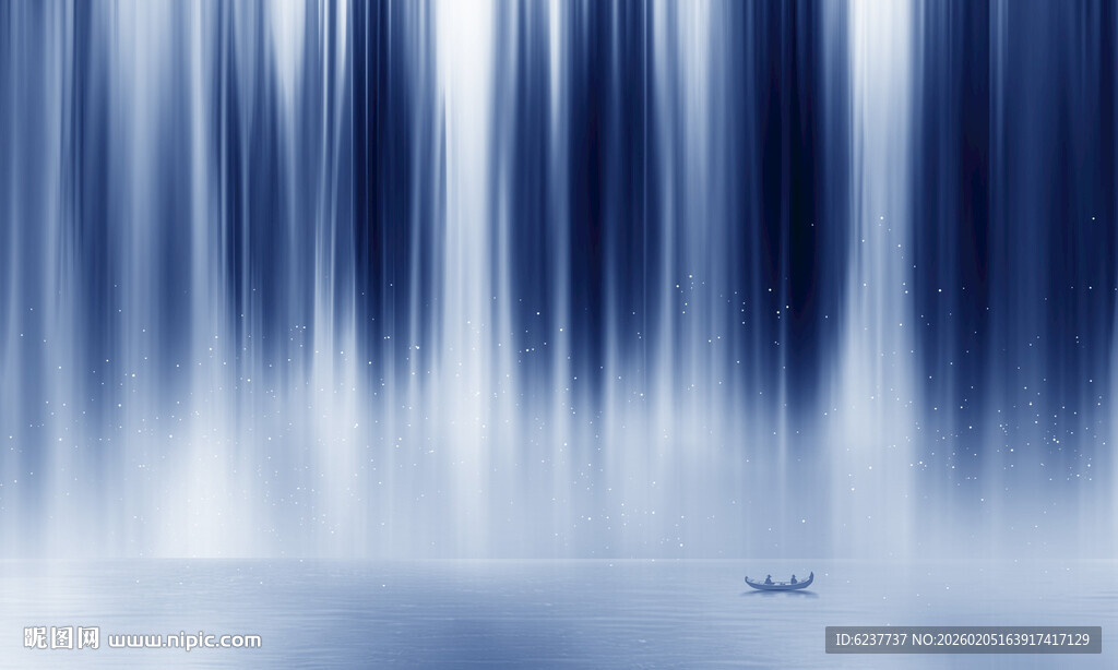 高山流水瀑布山水图