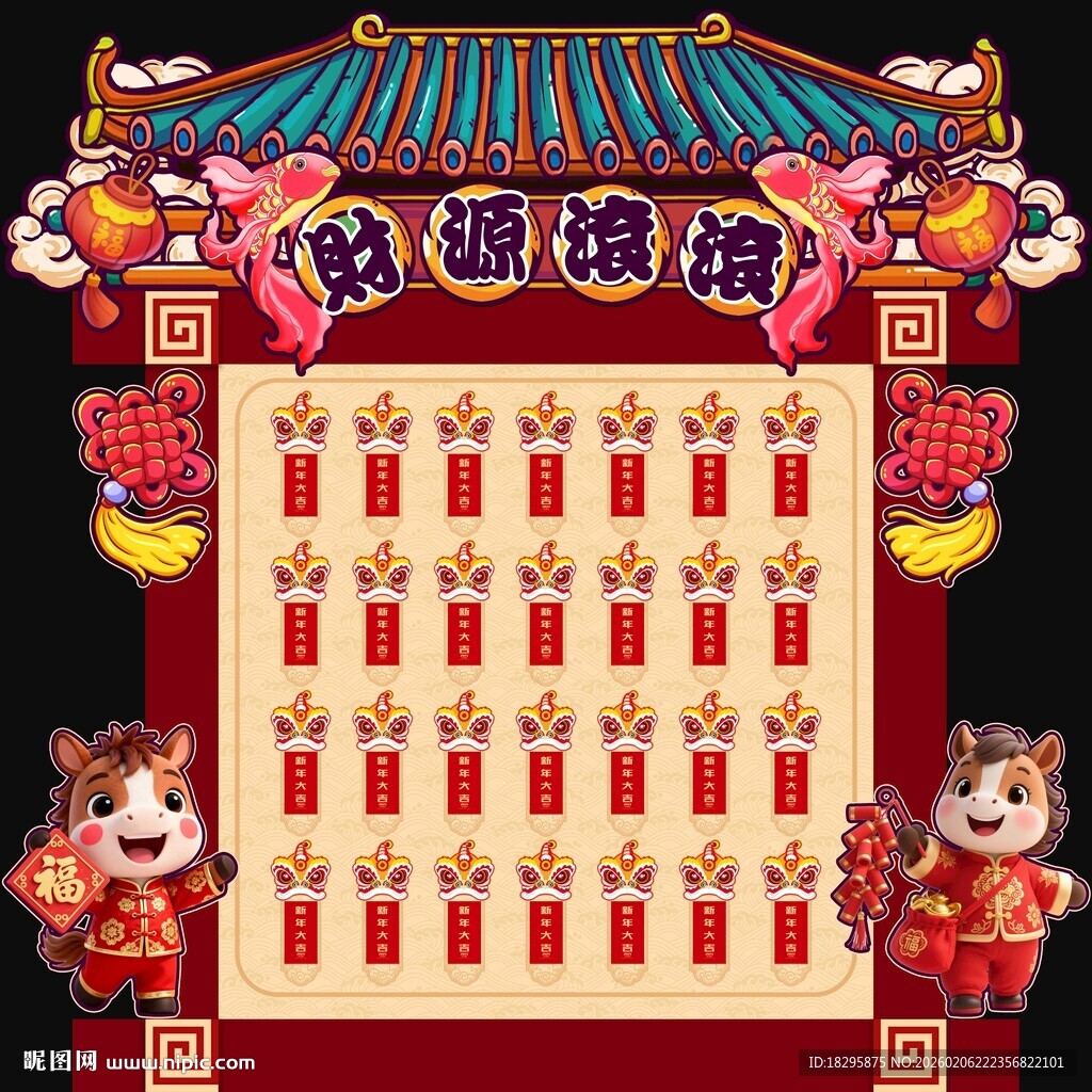 马年国潮红包墙