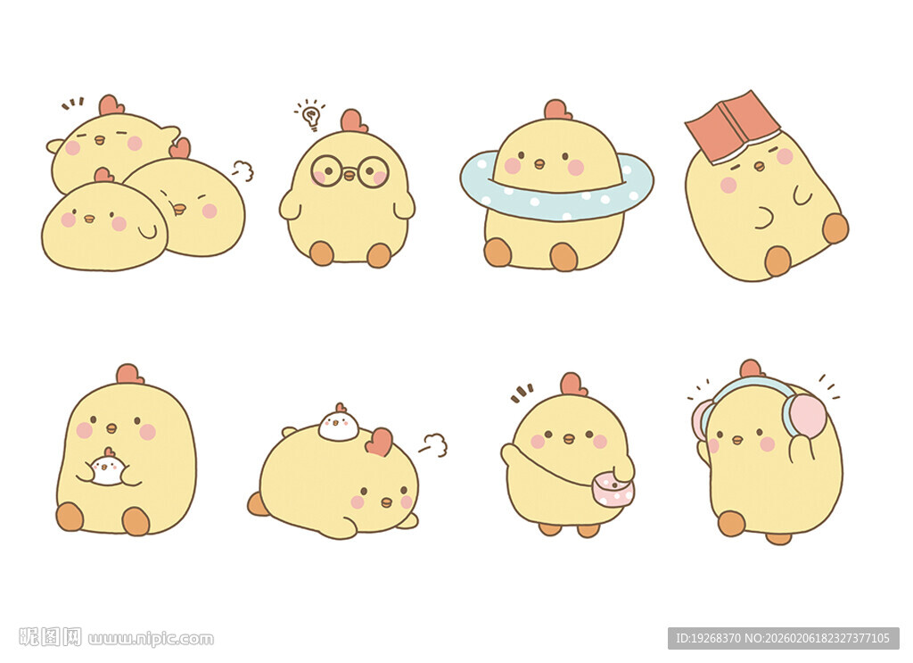 可爱小鸡卡通形象集合