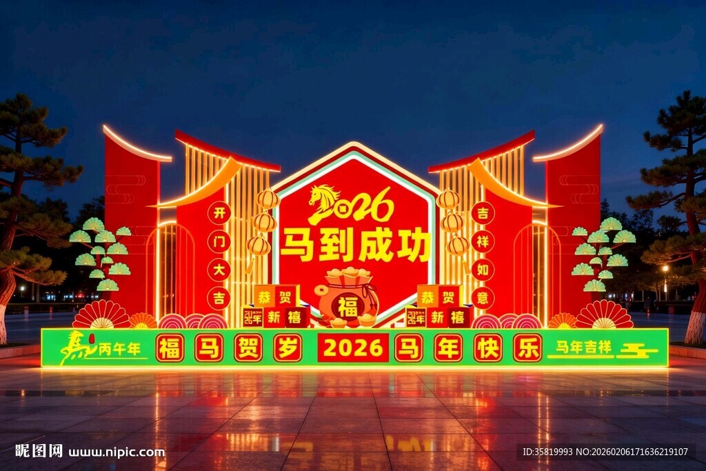 马年春节造型 新年喜庆美陈景观