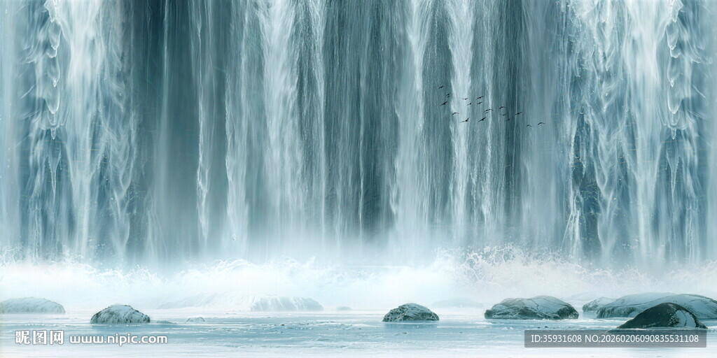 蓝色瀑布背景图