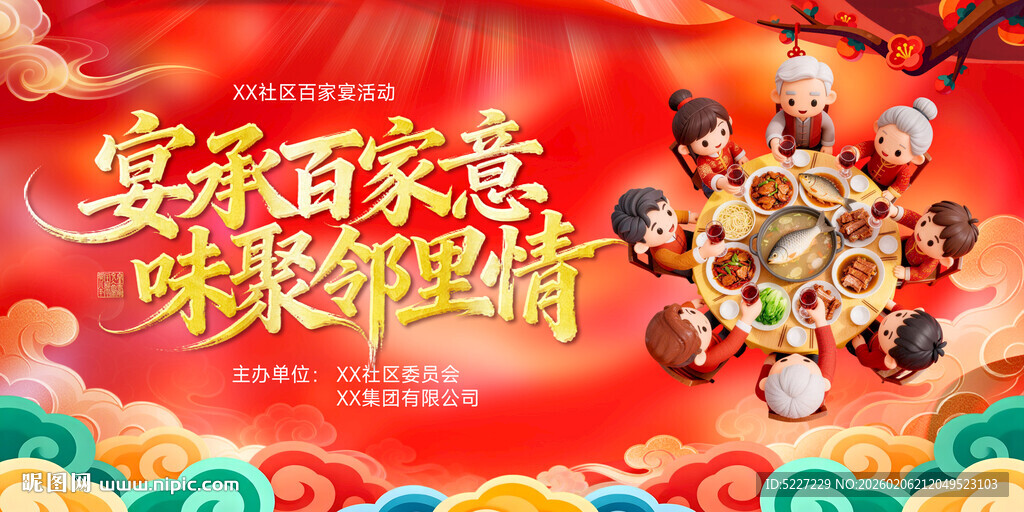 社区百家宴活动展板