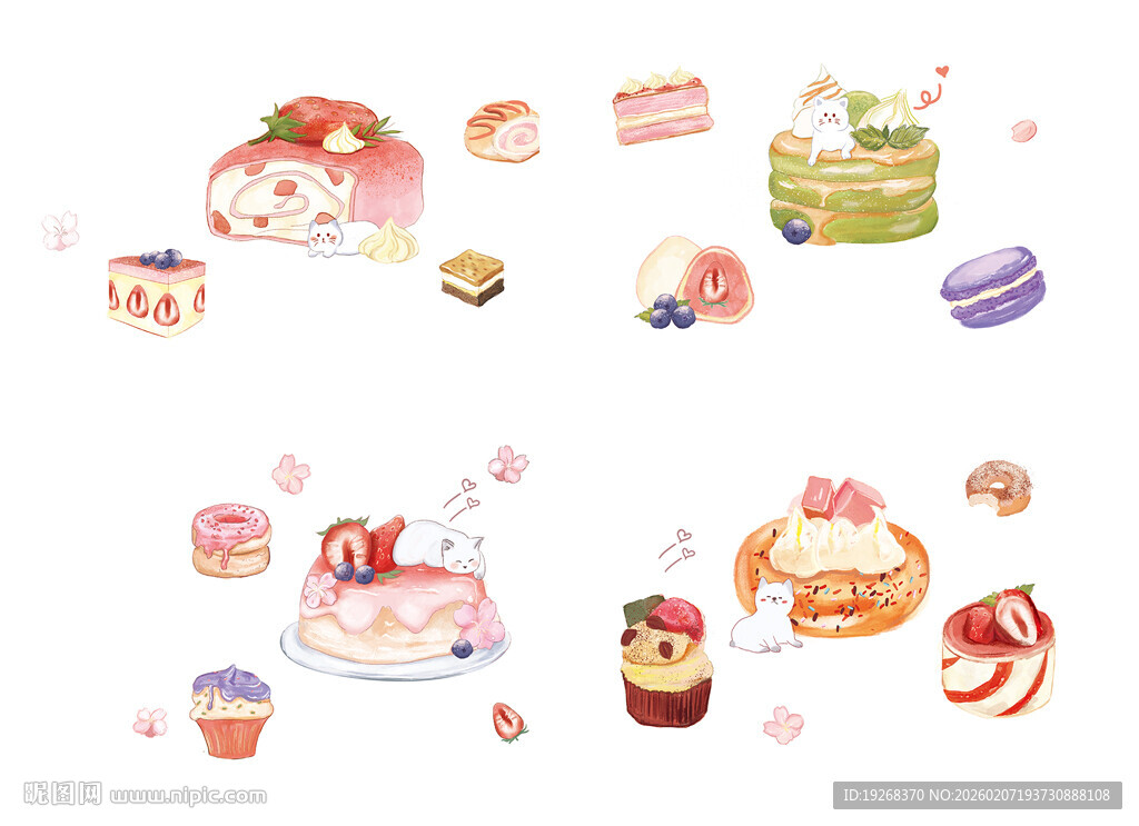 可爱甜点插画集合