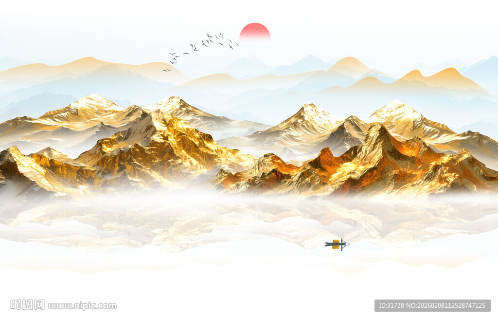 金山山水画背景墙