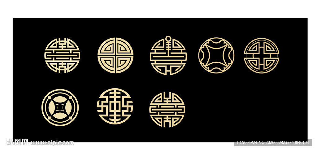 古代精美圆形纹饰图案