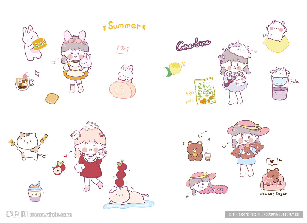 可爱卡通人物贴纸集合