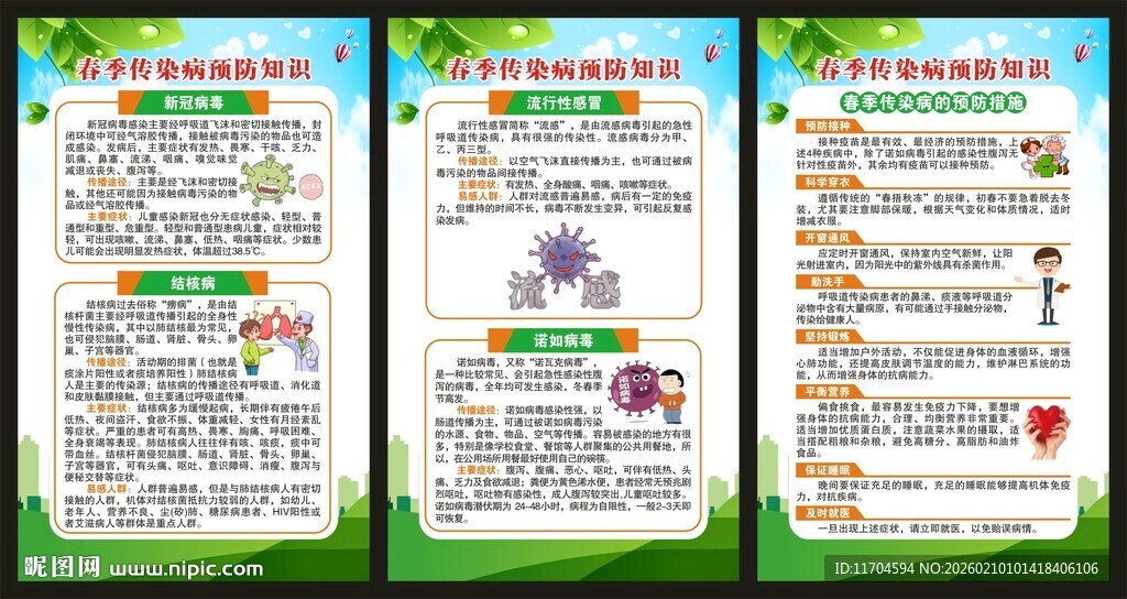 春季传染病预防知识展板