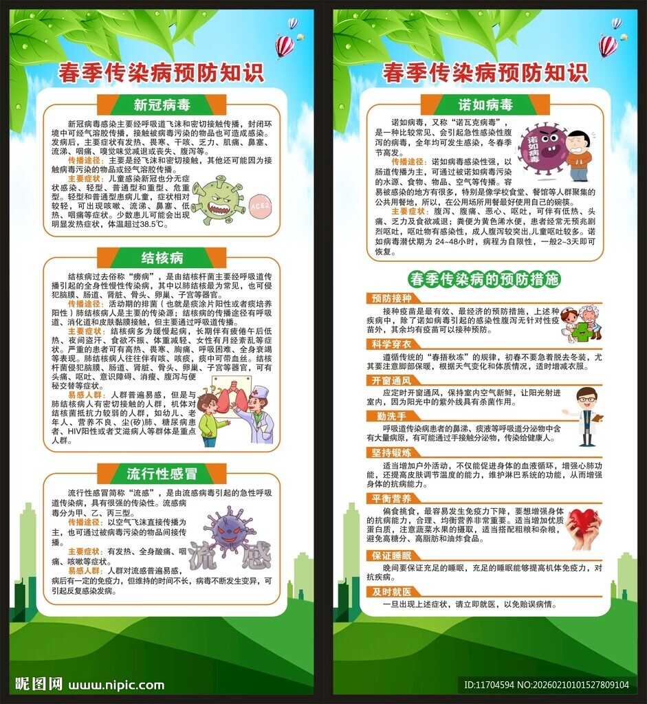 春季传染病预防知识展架