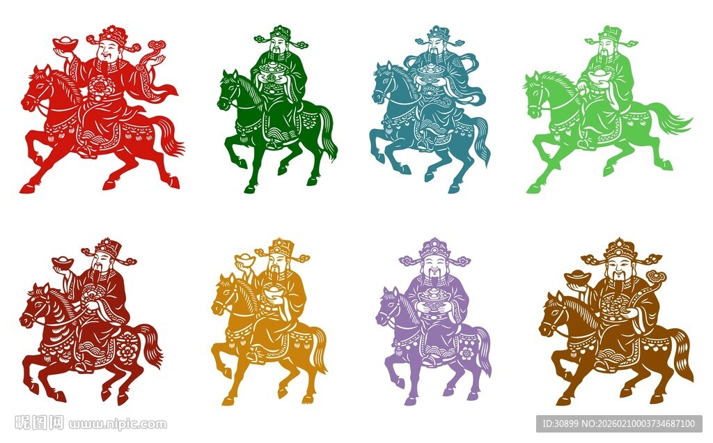 矢量春节马上发财传统剪纸元素